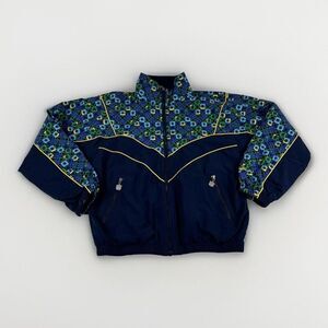 Vtg Kaelin Track Jacket Womens S Blue Geometric Zip Up 90s Y2K Windbreaker Coat‎